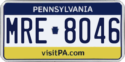 PA license plate MRE8046