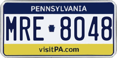 PA license plate MRE8048