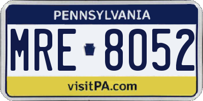 PA license plate MRE8052
