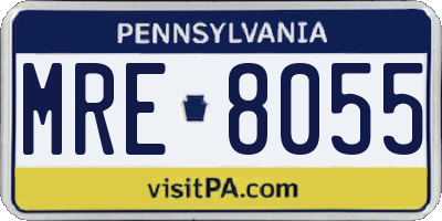 PA license plate MRE8055