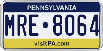 PA license plate MRE8064