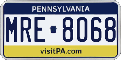 PA license plate MRE8068