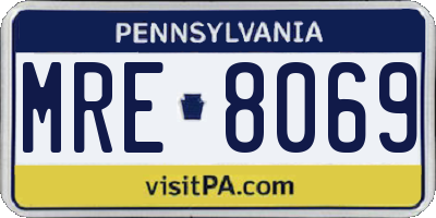 PA license plate MRE8069
