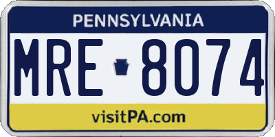 PA license plate MRE8074