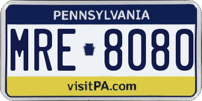 PA license plate MRE8080