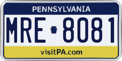 PA license plate MRE8081