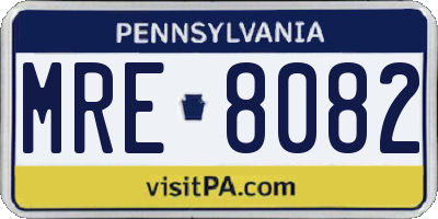 PA license plate MRE8082