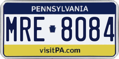 PA license plate MRE8084