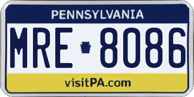 PA license plate MRE8086