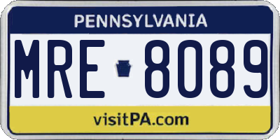 PA license plate MRE8089