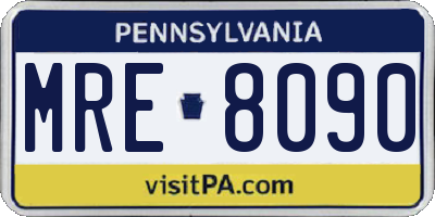 PA license plate MRE8090