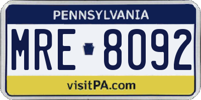 PA license plate MRE8092