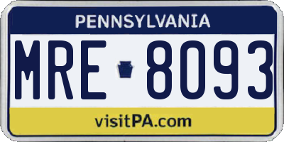PA license plate MRE8093