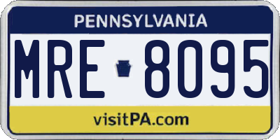 PA license plate MRE8095
