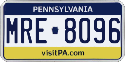 PA license plate MRE8096