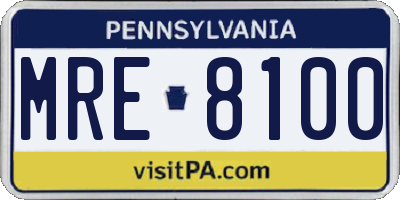 PA license plate MRE8100