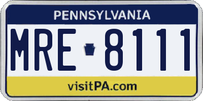 PA license plate MRE8111