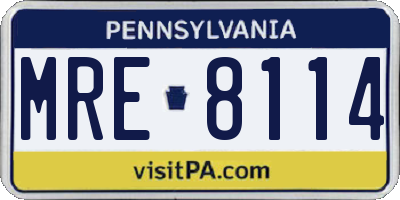 PA license plate MRE8114