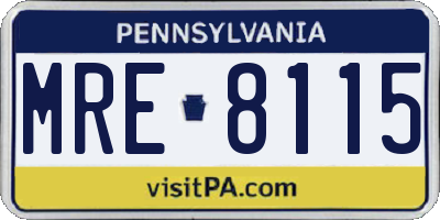 PA license plate MRE8115