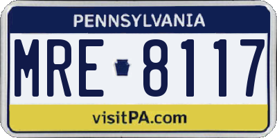 PA license plate MRE8117