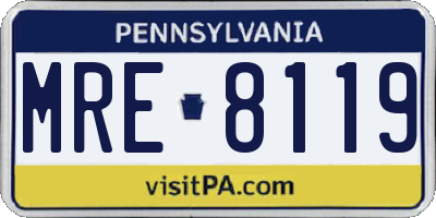 PA license plate MRE8119