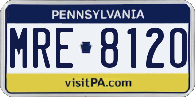 PA license plate MRE8120
