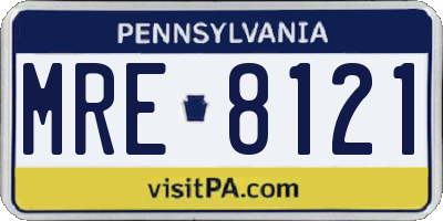 PA license plate MRE8121