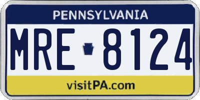 PA license plate MRE8124