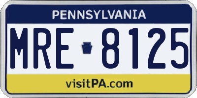 PA license plate MRE8125