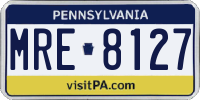 PA license plate MRE8127