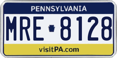 PA license plate MRE8128