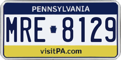 PA license plate MRE8129