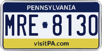 PA license plate MRE8130