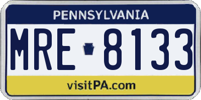 PA license plate MRE8133