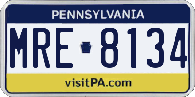 PA license plate MRE8134