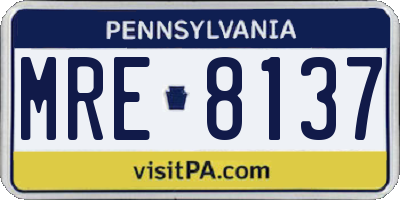 PA license plate MRE8137