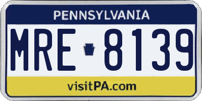 PA license plate MRE8139