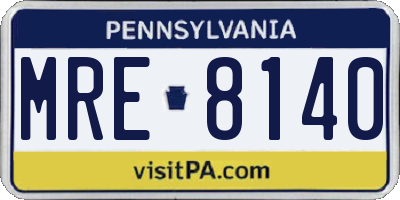 PA license plate MRE8140