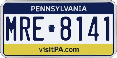 PA license plate MRE8141