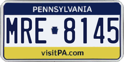 PA license plate MRE8145