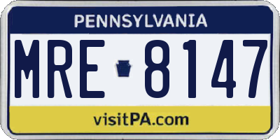 PA license plate MRE8147