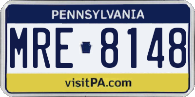 PA license plate MRE8148