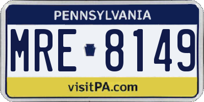 PA license plate MRE8149
