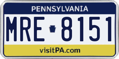 PA license plate MRE8151