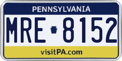 PA license plate MRE8152