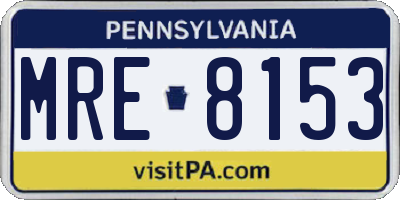 PA license plate MRE8153