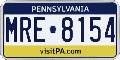 PA license plate MRE8154
