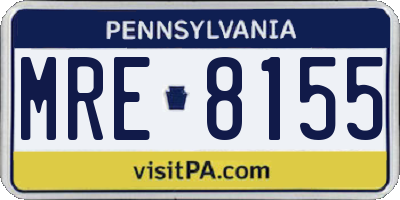 PA license plate MRE8155