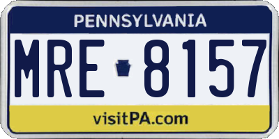 PA license plate MRE8157