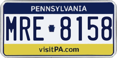 PA license plate MRE8158